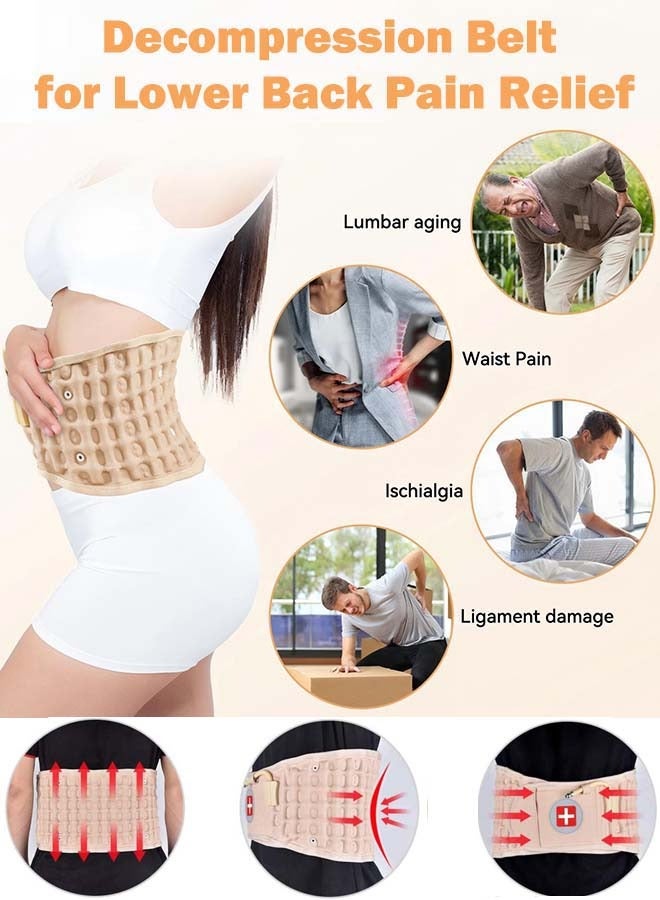 YIM-VIBEHAUS Decompression Back Belt for Lower Back Pain Relief  Inflatable Lumbar Belt with Extension strap Lower Back Support Belt Fits 29-49 Waist (Beige) - Image 4